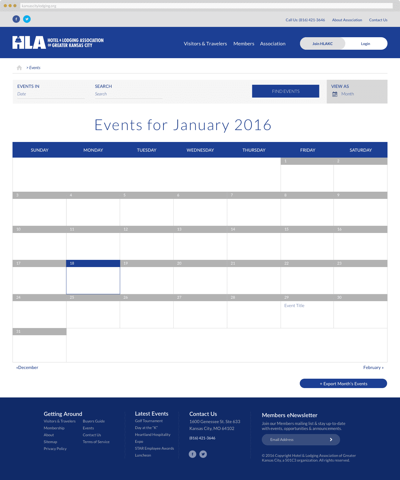 The Hotel & Lodging Association of Greater Kansas - Calendar of Events