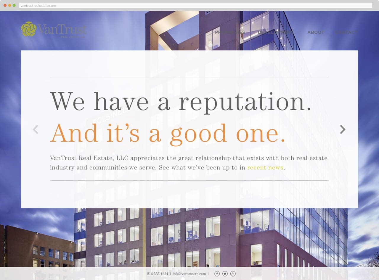 VanTrust Real Estate - Homepage, Hovered